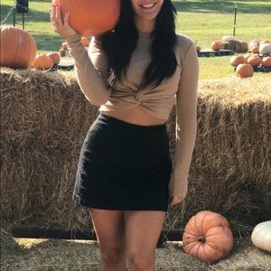 Nude long sleeve crop top